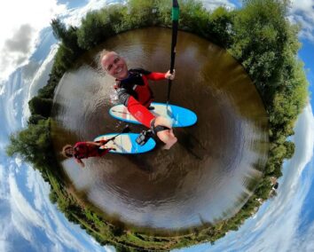 SUP paddleboarding selfie Hire a Canoe Shrewsbury paddleboard hire Shropshire River Severn