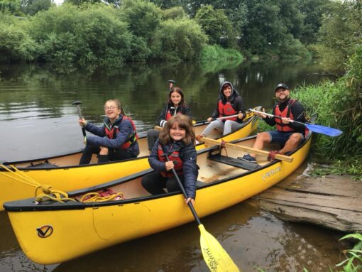 Hire a Canoe rafted canoe for safety for family canoe hire Shropshire raft